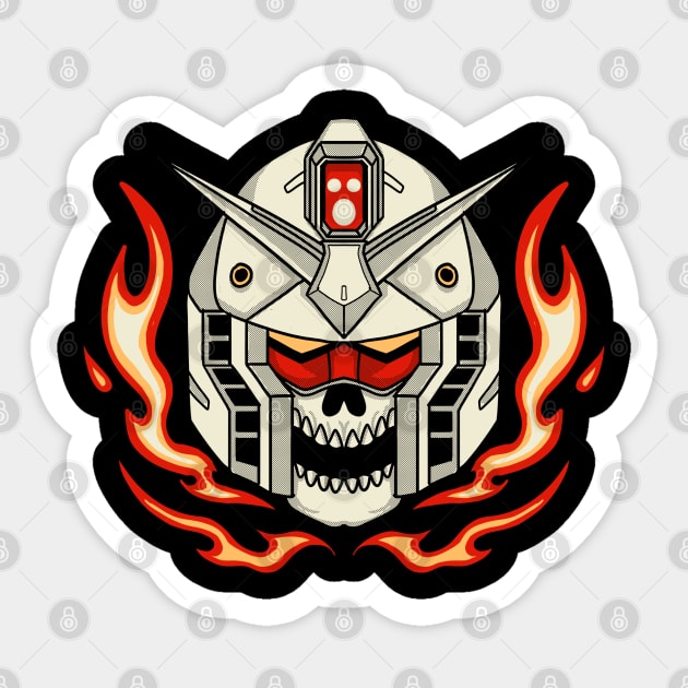 Rx-78 Skull fire Sticker by semburats